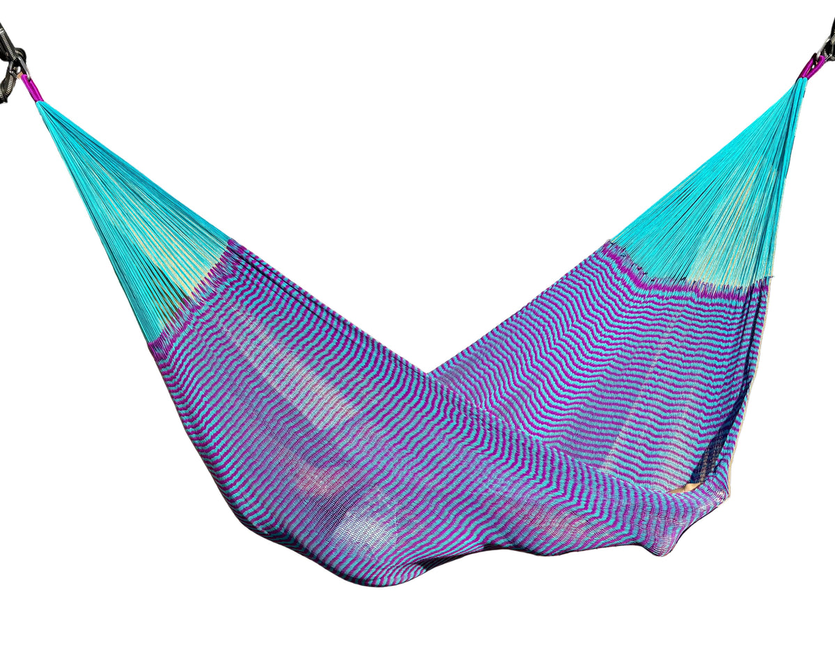 Handwoven Thai Hammock • Weather-Resistant, Fair Trade Navy & Purple Blend