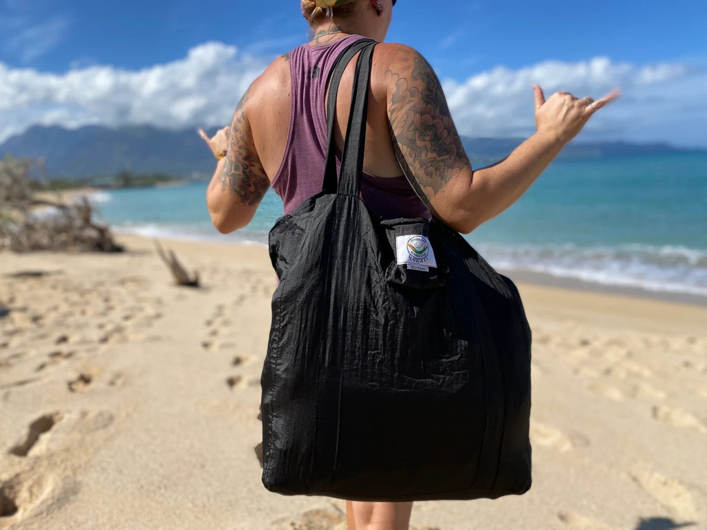 Parachute Silk Beach Bag • Ultralight 3.2 oz • Expands to 100+ lb Capacity • 22 Colors • Machine Washable • Fair Trade