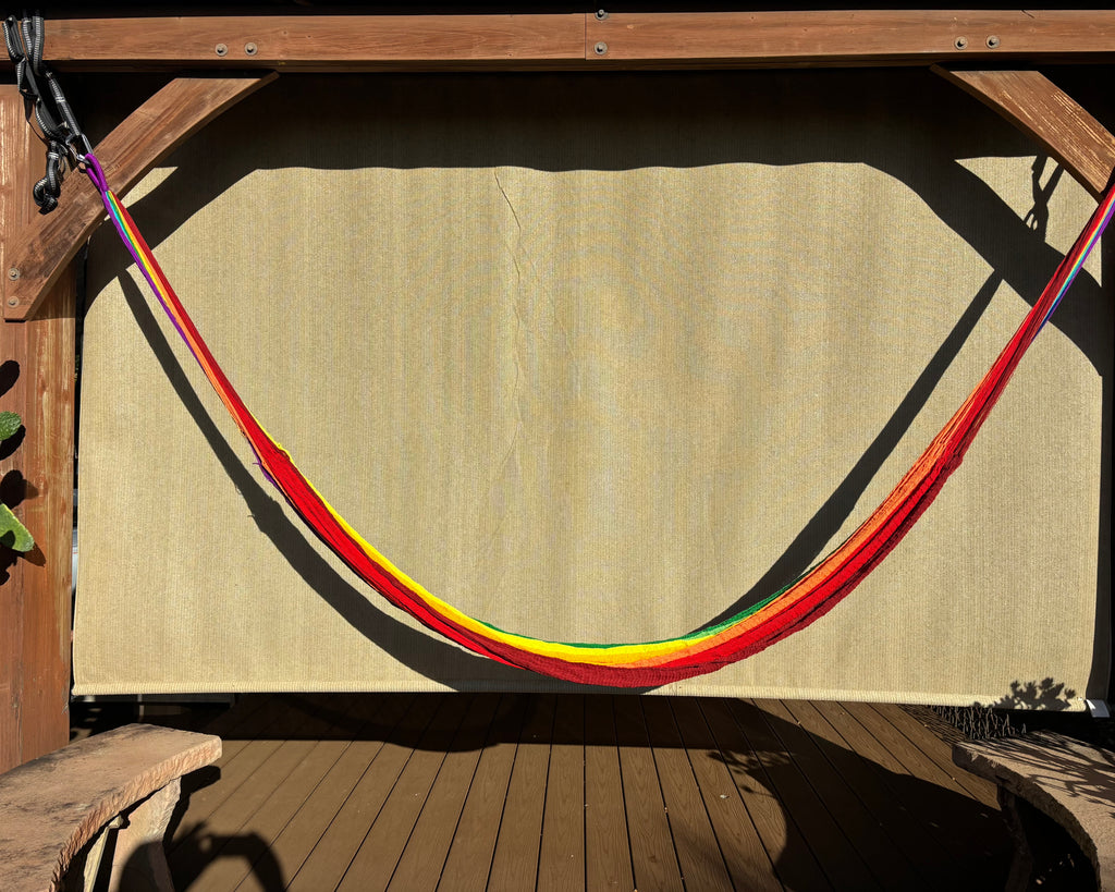 Handwoven Thai Hammock • Weather-Resistant, Fair Trade, Rainbow Color