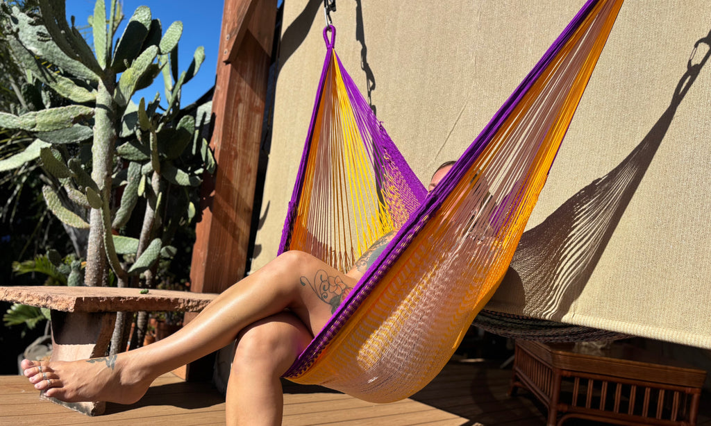 Thai Hammock Chair • Green & Yellow • Handwoven in Thailand • UV-Resistant • 500 lb Rated • Ultralight • Fair Trade