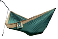 Parachute Silk Camping Hammock • Green, Tan • Double XXL 6.5’x10’ • 440 lb Rated • Includes Carabiners & Stuff Sack • Ultralight & Packable • Handcrafted in Bali Since 1996