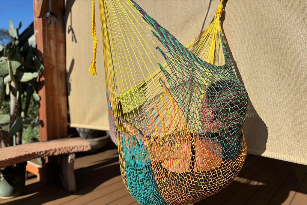 Mayan Hammock Chair • Moana • Hand-Woven Cotton • Wooden Spreader Bar • 260 lb Rated • Fair Trade • Choose Your Color