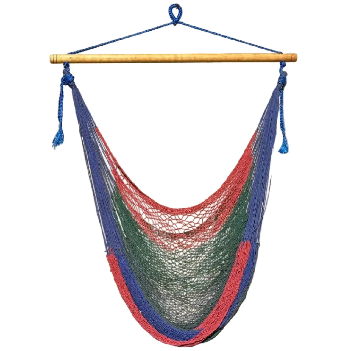 Mayan Hammock Chair • Moana • Hand-Woven Cotton • Wooden Spreader Bar • 260 lb Rated • Fair Trade • Choose Your Color