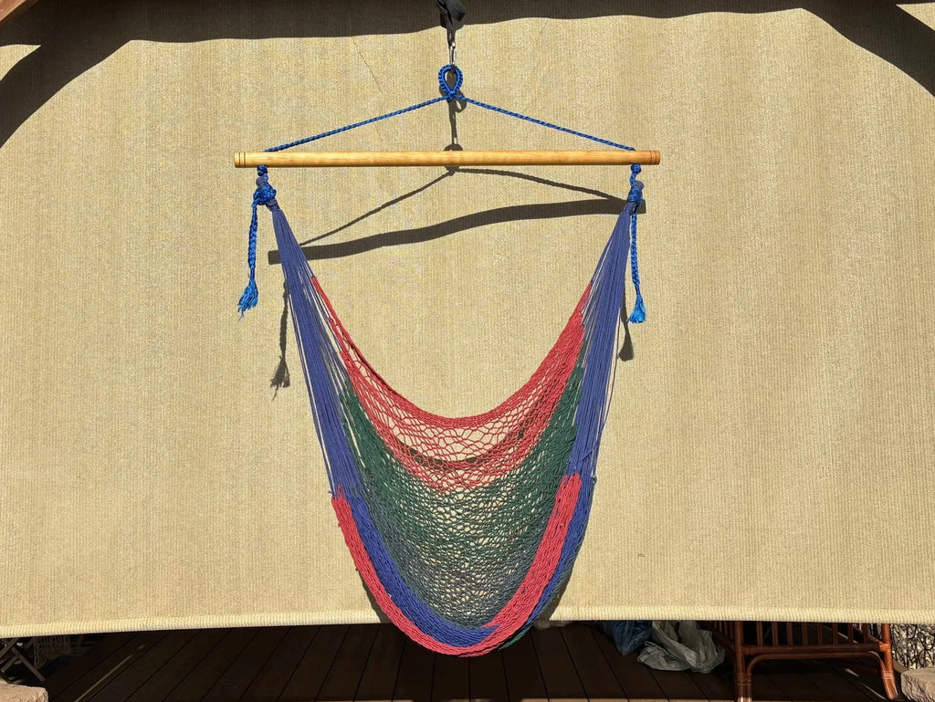 Mayan Hammock Chair • Moana • Hand-Woven Cotton • Wooden Spreader Bar • 260 lb Rated • Fair Trade • Choose Your Color