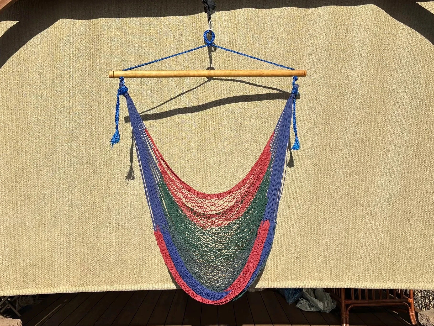 Mayan Hammock Chair • Hand-Woven Cotton • Wooden Spreader Bar • 260 lb Rated • Fair Trade • Choose Your Color