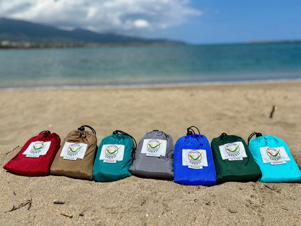 Parachute Silk Backpack • Aqua • Ultralight 6.6 oz • Foldable Travel Pack • XL Drink Holders • Free Shipping from Maui