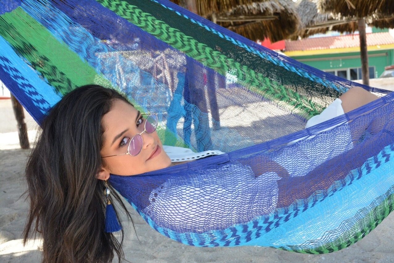 Traditional Mayan Hammock • Ocean Blue • Handwoven Cotton • Single, Double & Family Sizes • Fair Trade • Free Shipping