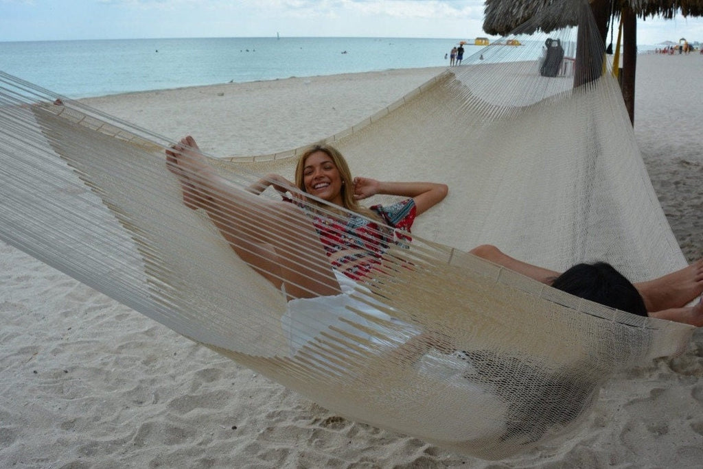 Traditional Mayan Hammock • Natural Undyed Cotton • Handwoven in Yucatán • Single, Double & Family Sizes • Fair Trade • Free Shipping