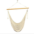 Mayan Hammock Chair • Natural Undyed Cotton • Hand-Woven • Wooden Spreader Bar • 260 lb Rated • Fair Trade