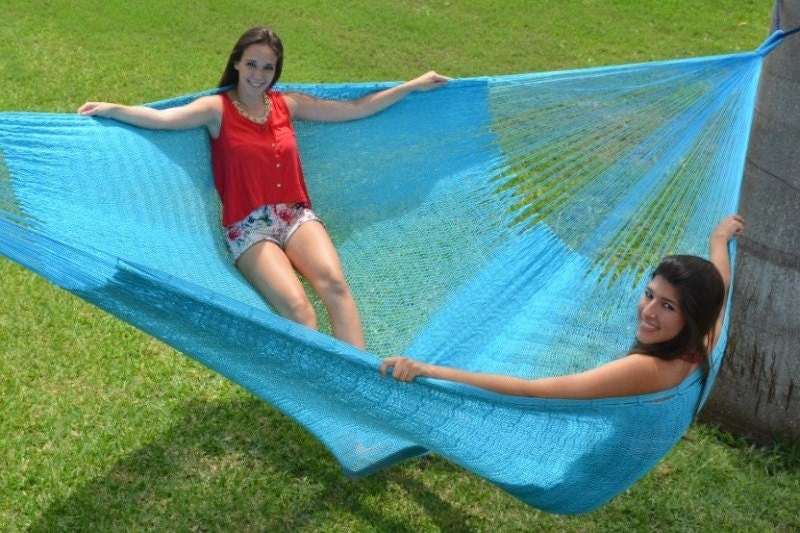 Traditional Mayan Hammock • Sky Blue • Handwoven Cotton • Single, Double & Family Sizes • Fair Trade • Free Shipping