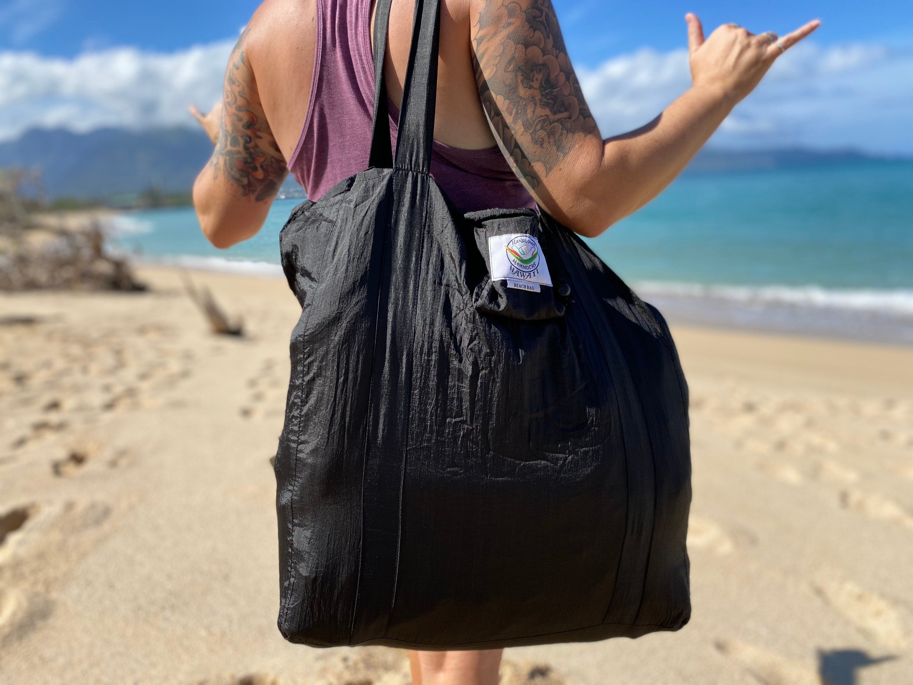 Parachute Silk Beach Bag • Ultralight 3.2 oz • Expands to 100+ lb Capacity • 22 Colors • Machine Washable • Fair Trade