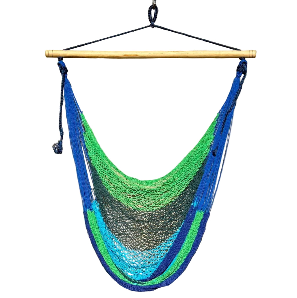 Mayan Hammock Chair • Moana • Hand-Woven Cotton • Wooden Spreader Bar • 260 lb Rated • Fair Trade • Choose Your Color