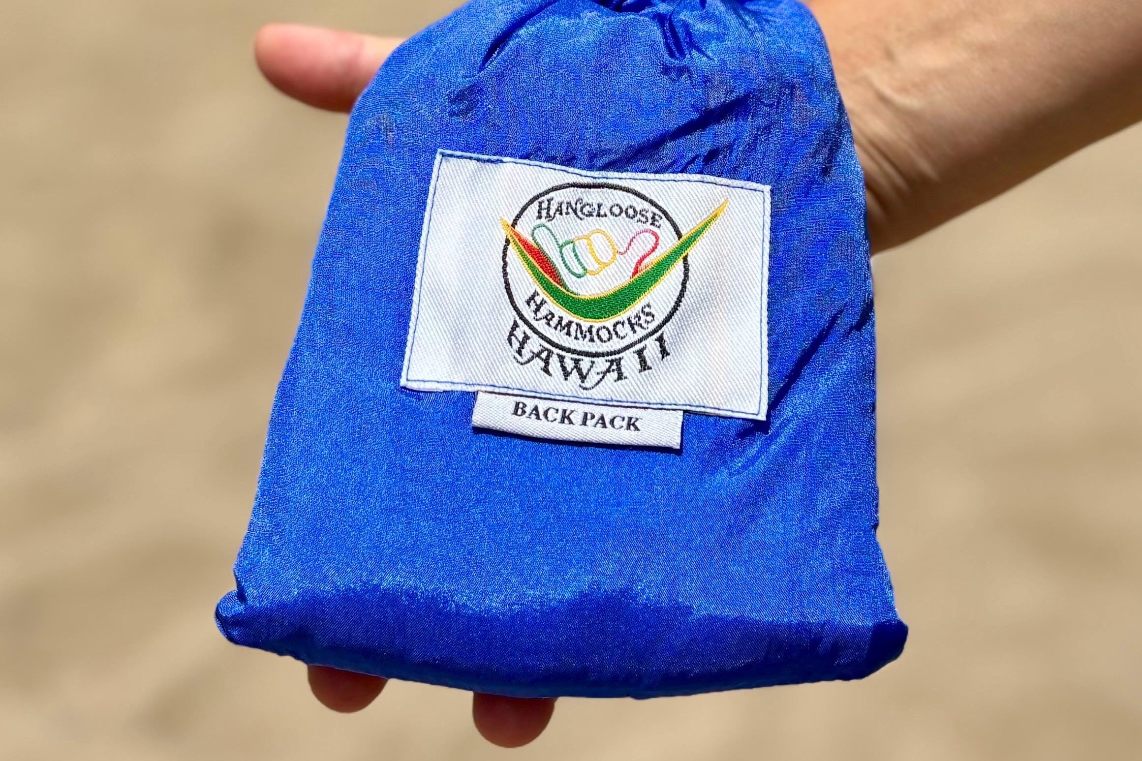 Parachute Silk Backpack • Royal Blue • Ultralight 6.6 oz • Foldable Travel Pack • Stuff Sack & XL Drink Holders • Free Shipping from Maui