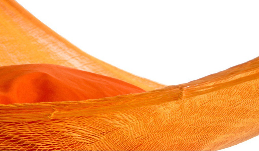 Orange Mayan Hammock: Traditional Sprang Woven Cotton
