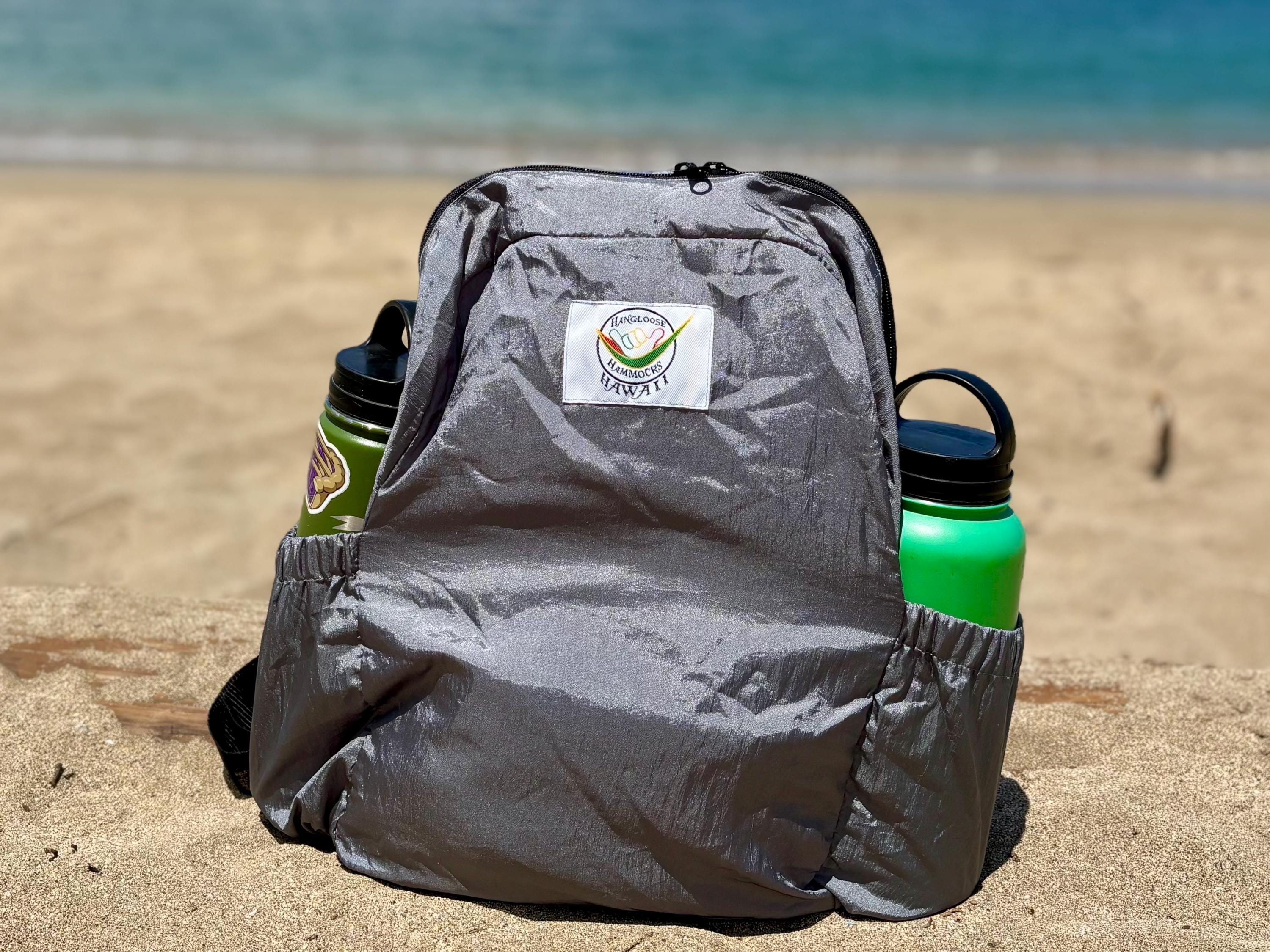 Parachute Silk Backpack • Royal Blue • Ultralight 6.6 oz • Foldable Travel Pack • Stuff Sack & XL Drink Holders • Free Shipping from Maui