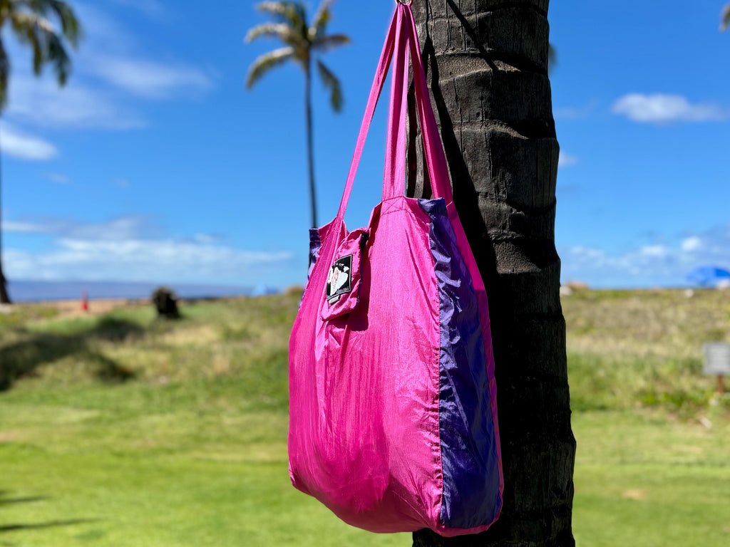 Parachute Silk Beach Bag • Ultralight 3.2 oz • Expands to 100+ lb Capacity • 22 Colors • Machine Washable • Fair Trade
