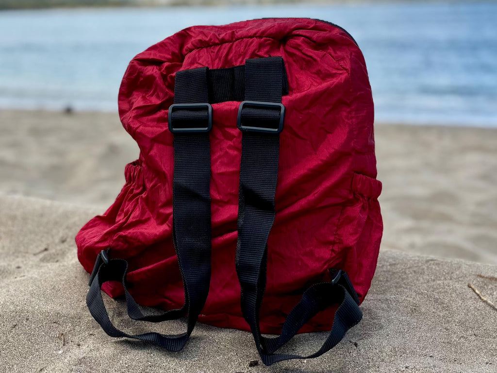 Parachute Silk Backpack • Maroon • Ultralight 6.6 oz • Foldable Travel Pack • 8 Colors • Free Shipping from Maui