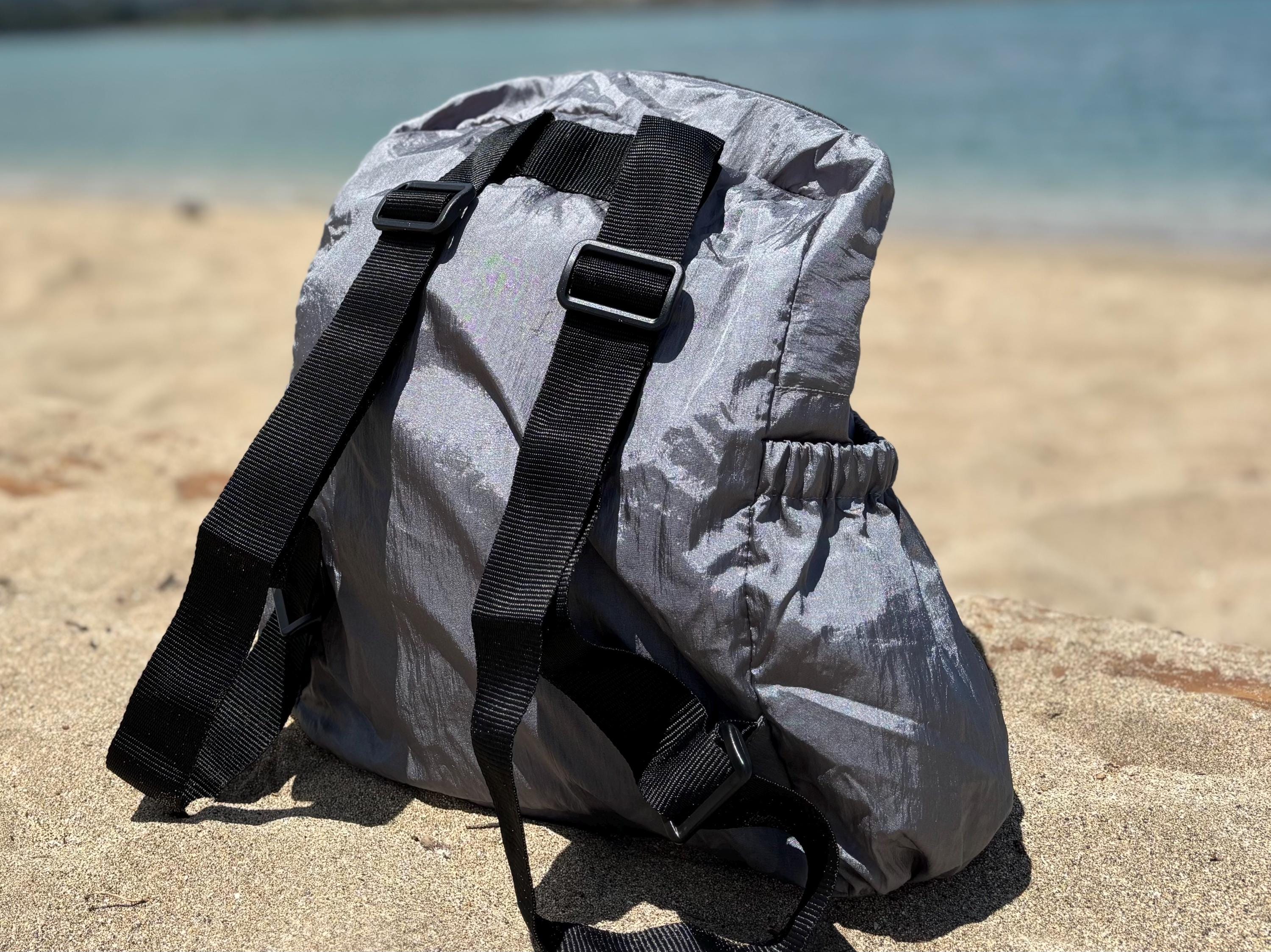 Parachute Silk Backpack • Royal Blue • Ultralight 6.6 oz • Foldable Travel Pack • Stuff Sack & XL Drink Holders • Free Shipping from Maui