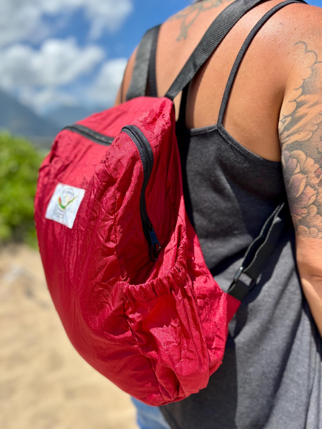 Parachute Silk Backpack • Maroon • Ultralight 6.6 oz • Foldable Travel Pack • 8 Colors • Free Shipping from Maui