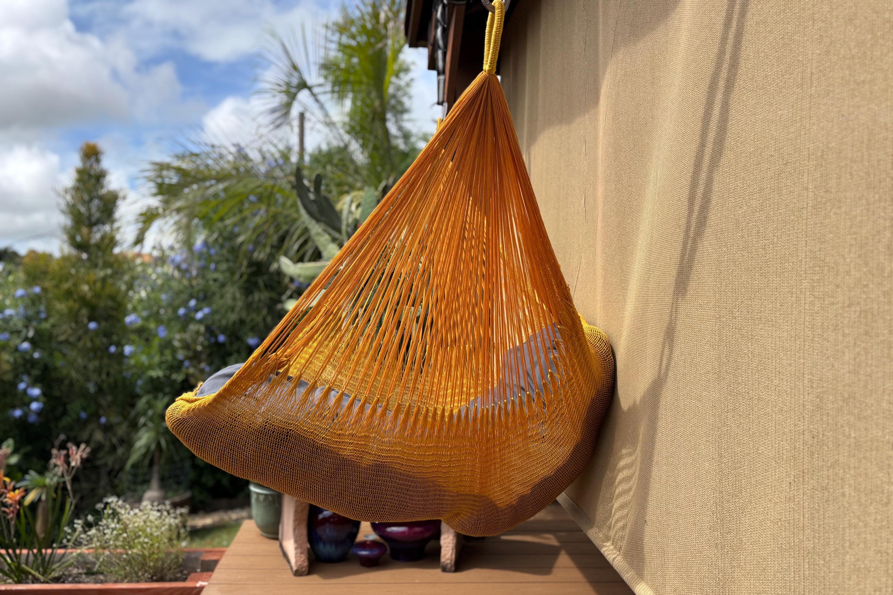 Thai Hammock Chair • Gold • Handwoven in Thailand • UV-Resistant • 500 lb Rated • Ultralight • Fair Trade