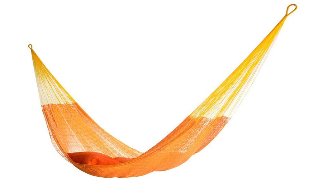 Orange Mayan Hammock: Traditional Sprang Woven Cotton
