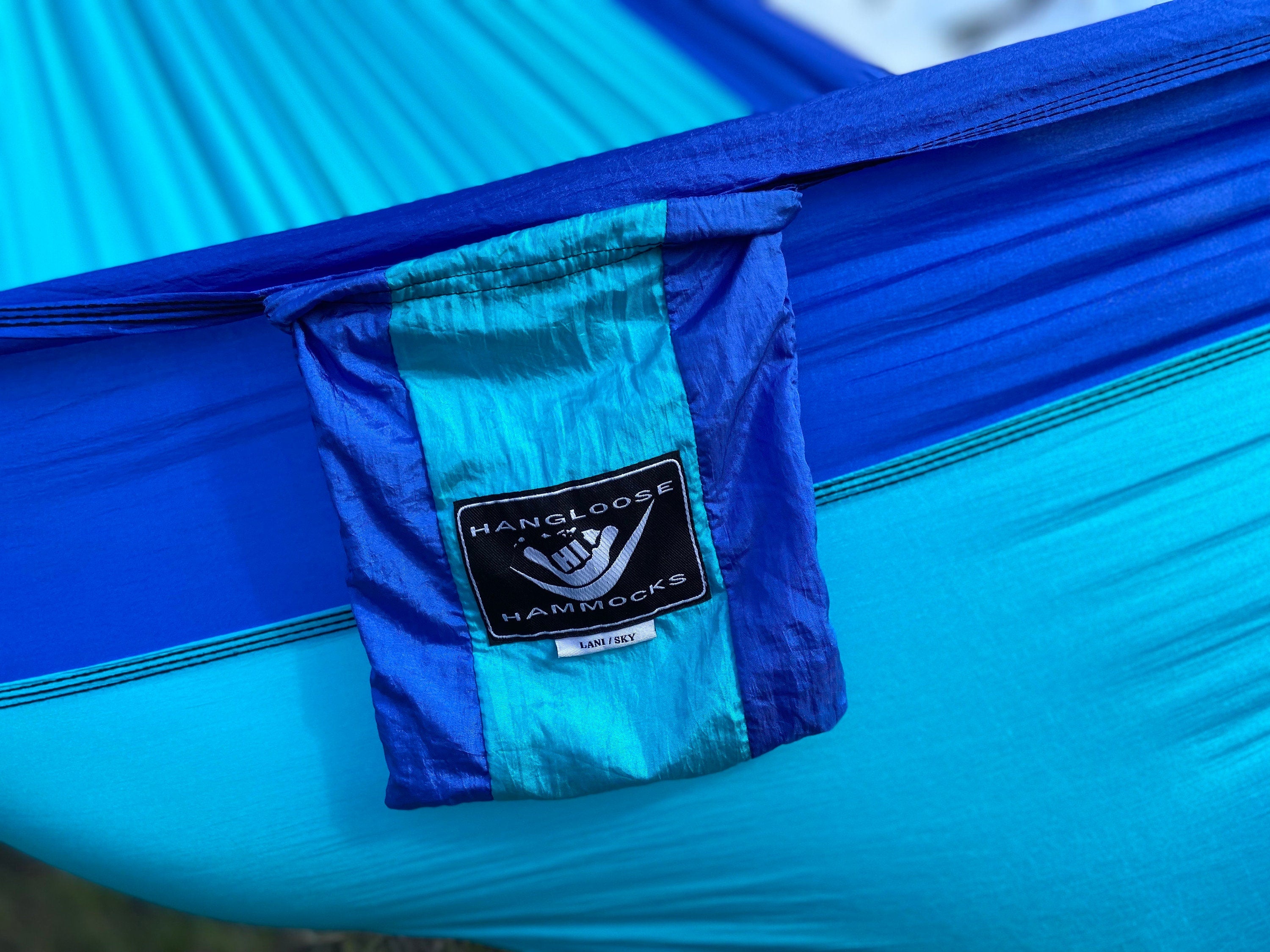Parachute Silk Camping Hammock • Double XXL 6.5’x10’ • 440 lb Rated • Includes Carabiners & Stuff Sack • Ultralight & Packable • Handcrafted in Bali Since 1996