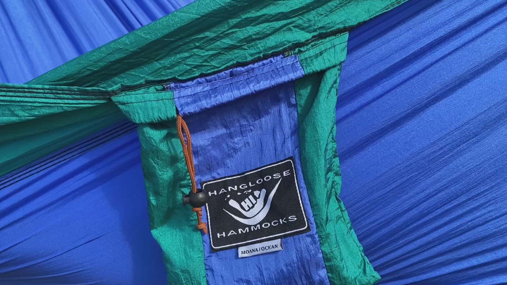Parachute Silk Travel Hammock • Moana/Ocean • Double 6.5’x10’ • 440 lb Rated • Includes 24 kN Carabiners & Stuff Sack • Ultralight & Breathable • Handcrafted in Bali Since 1996