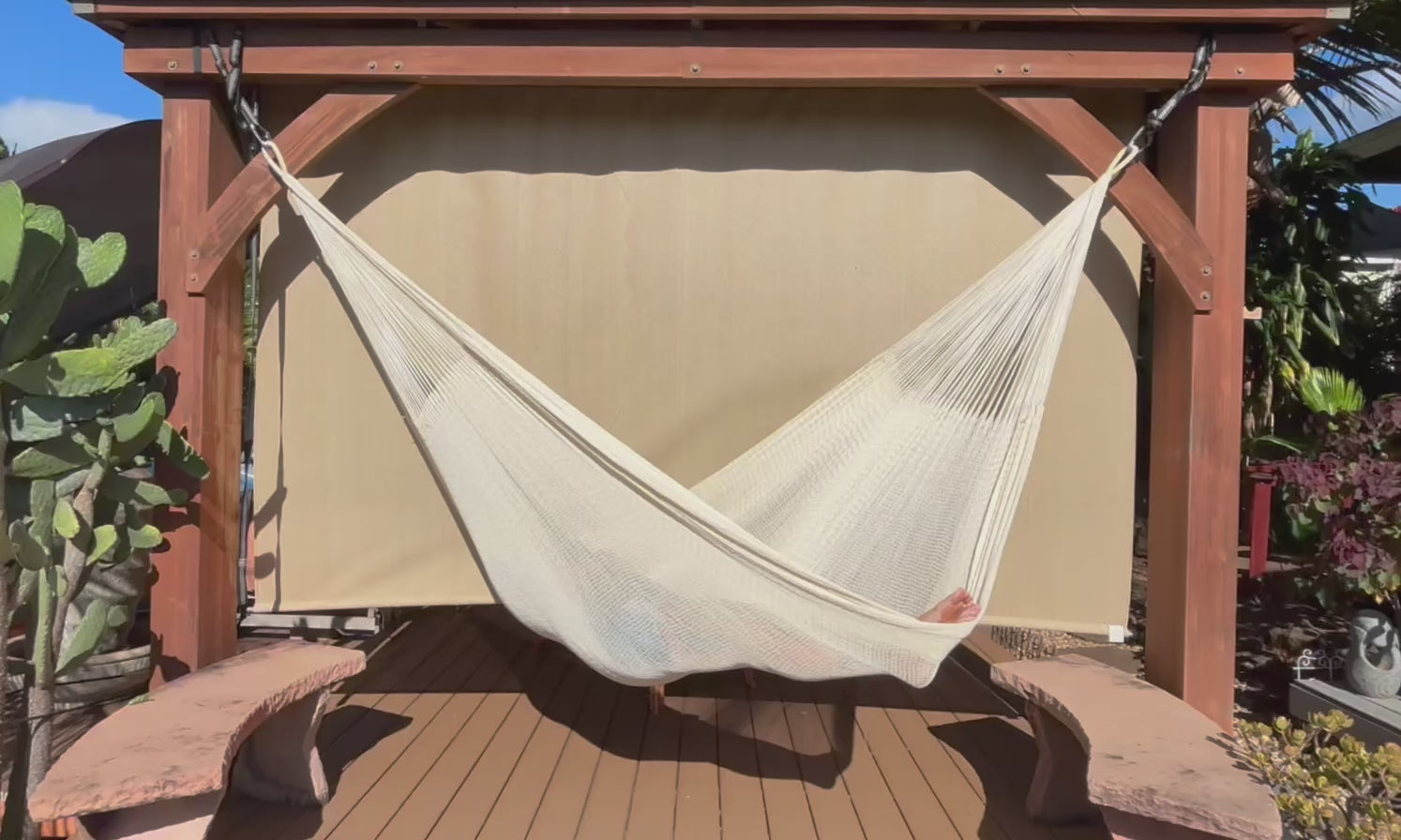 Handwoven Thai Hammock • Weather-Resistant, Fair Trade (Natural White, Cream Color)